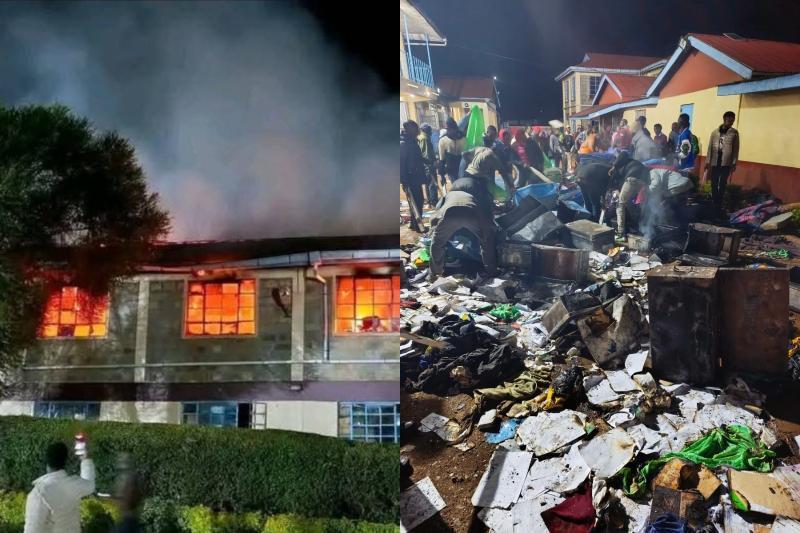 Collage photo of a strike at Tengecha Boys High School